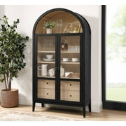 Modway Nolan 74" Tall Arched Storage Display Cabinet in Black Oak