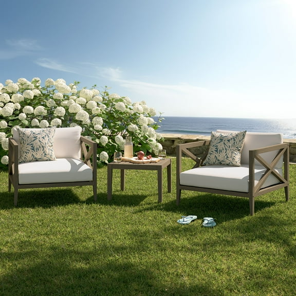 Northlake 3-Piece Patio Teak Wood Furniture Set with Armchair and Side Table