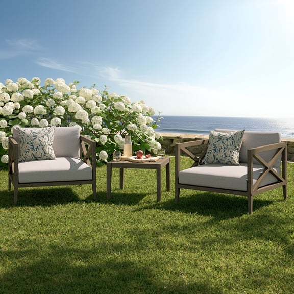 Modway Northlake 3-Piece Outdoor Teak Wood Furniture Set with Armchair and