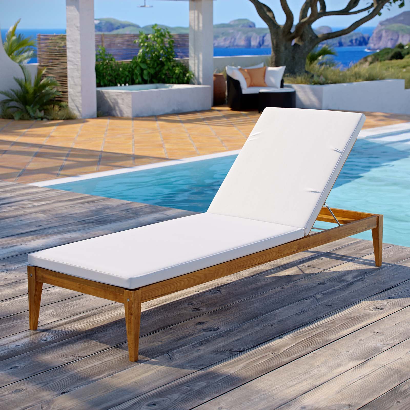 Modway Northlake Outdoor Patio Premium Grade A Teak Wood Chaise Lounge