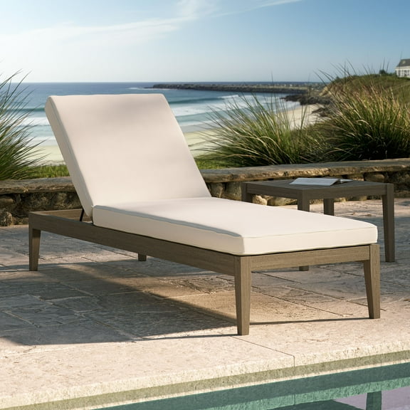 Modway Northlake Outdoor Patio Teak Chaise Lounge in Weathered Gray White by Modway