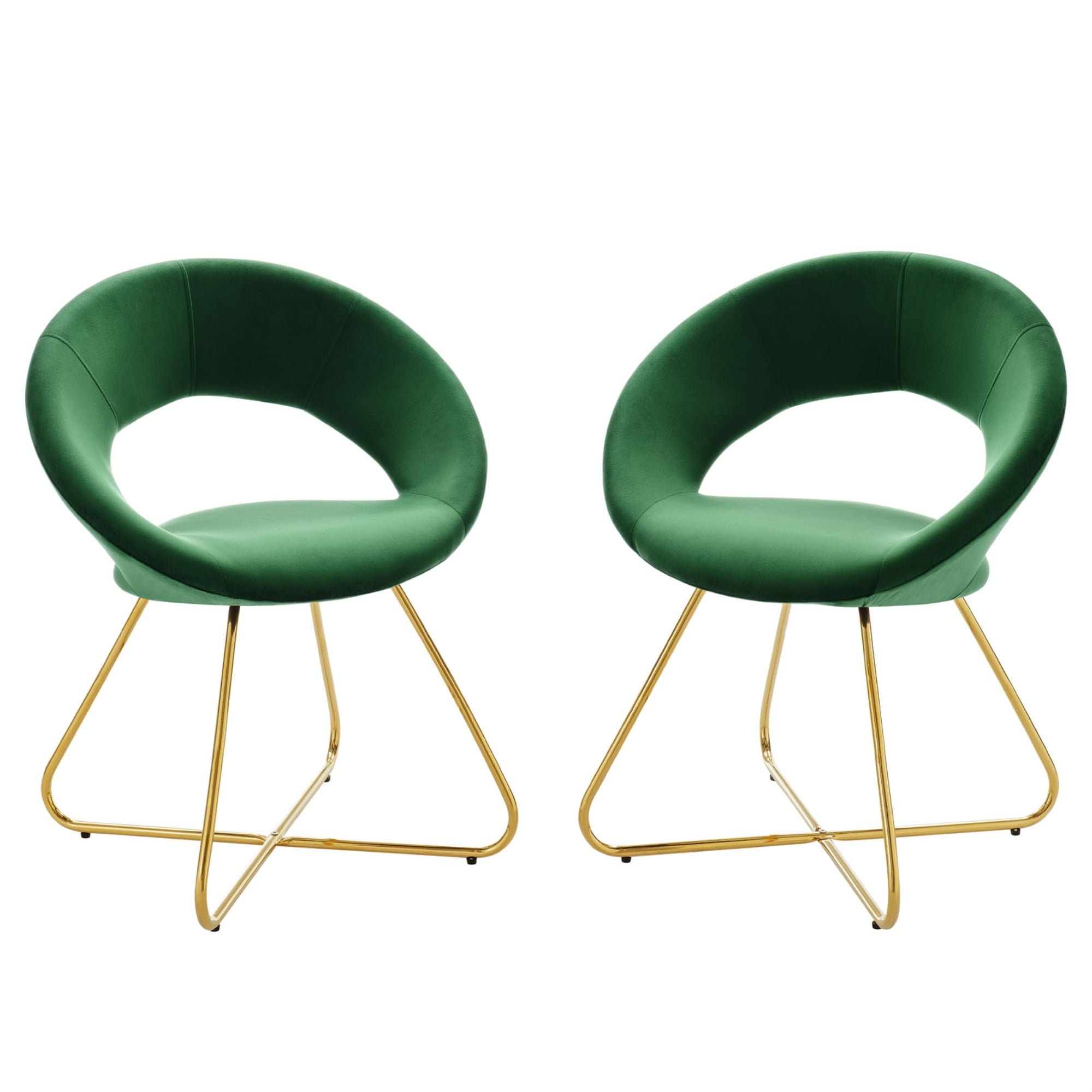 Emerald Green Velvet Upholstered Side Chair with Gold Metal Legs