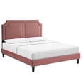 thumbnail image 1 of King Bed, Nailhead Trim, Dusty Pink Velvet, Tapered Wood Legs, 1 of 9