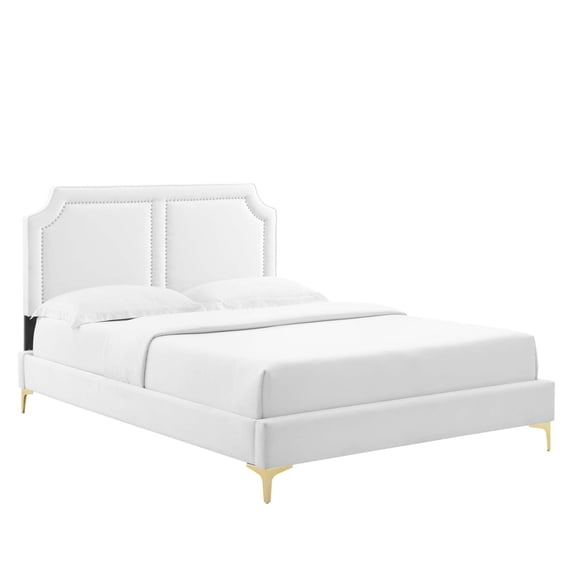 Modway Novi Performance Velvet Queen Bed in White