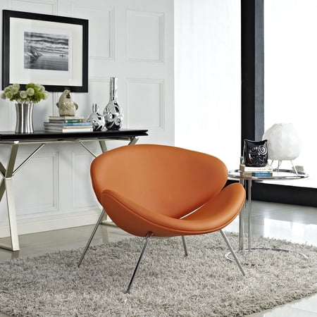 Modway Nutshell Upholstered Vinyl Lounge Chair in Orange