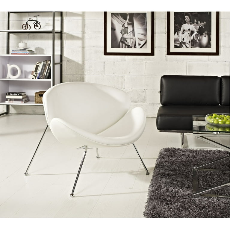 Modway Nutshell Upholstered Vinyl Lounge Chair in White