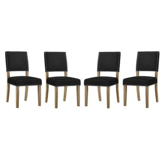 Modway Oblige Dining Chair Wood Set of 4 in Black