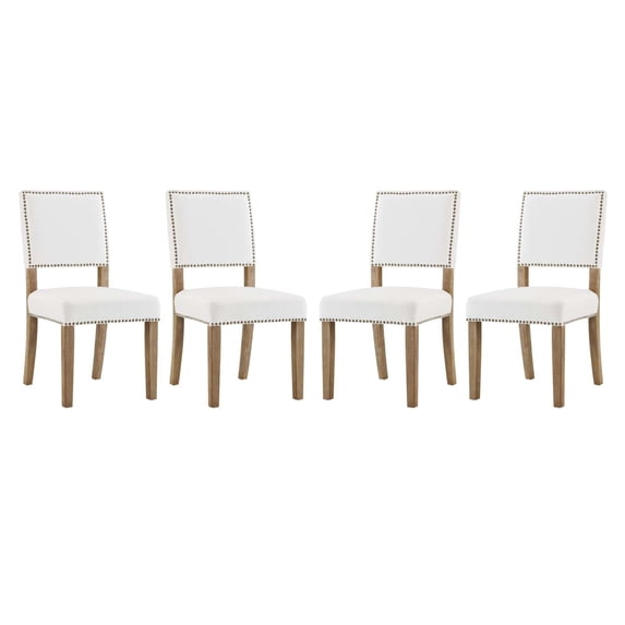 Modway Oblige Dining Chair Wood Set of 4 in Ivory