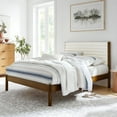 thumbnail image 1 of Modway Olea Channel Tufted Boucle Solid Wood Full Platform Bed in Feather Walnut, 1 of 9