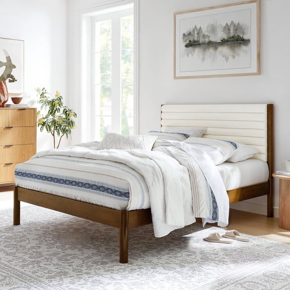 Olea King Platform Bed in Feather Walnut