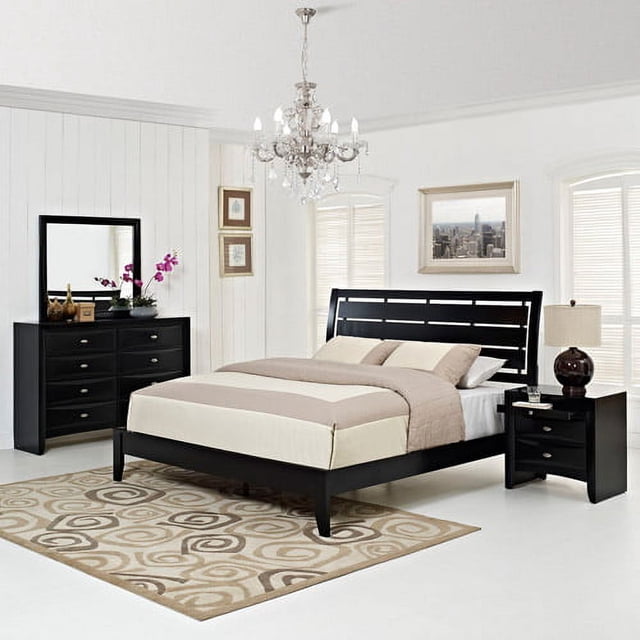 Modway Olivia 4-Piece King Contemporary Bedroom Set in Black - Walmart.com