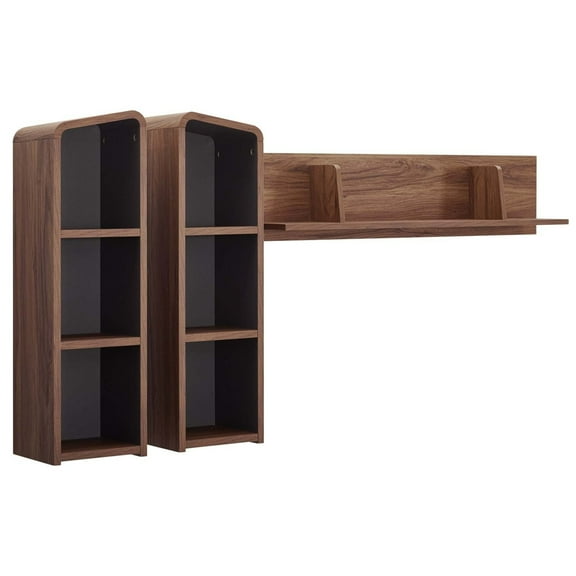 Modway Omnistand Wall Mounted Shelves in Walnut Gray