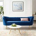 thumbnail image 1 of Modway Opportunity Vertical Channel Tufted Curved Performance Velvet Sofa in Navy, 1 of 6