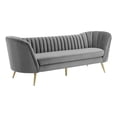 thumbnail image 1 of Modway Opportunity Vertical Channel Tufted Curved Velvet Sofa in Gray, 1 of 7