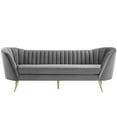thumbnail image 1 of Modway Opportunity Vertical Channel Tufted Curved Performance Velvet Sofa in Gray, 1 of 8