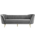 thumbnail image 1 of Modway Opportunity Vertical Channel Tufted Curved Performance Velvet Sofa in Gray, 1 of 8