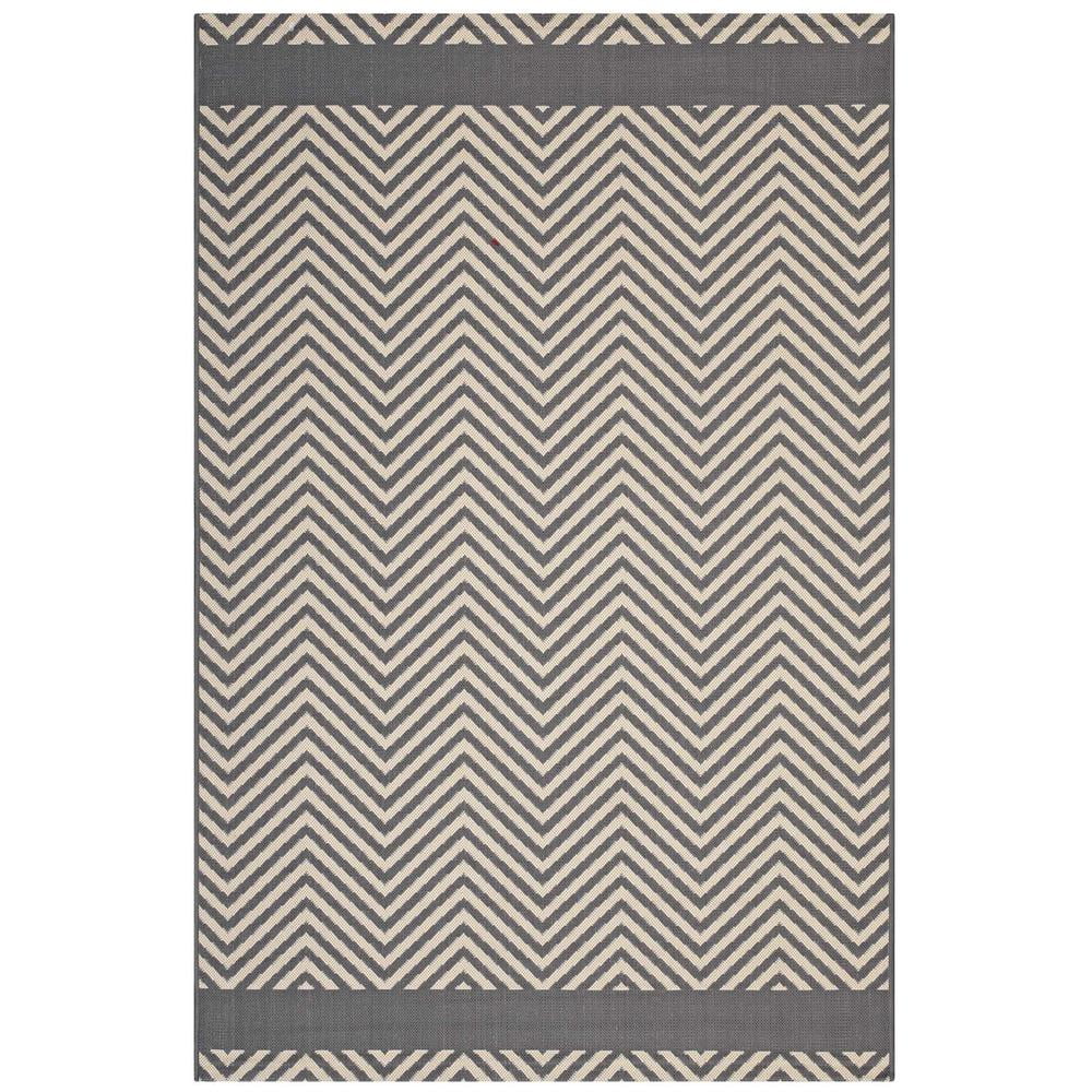 Gray and Beige 5' x 8' Synthetic Geometric Area Rug