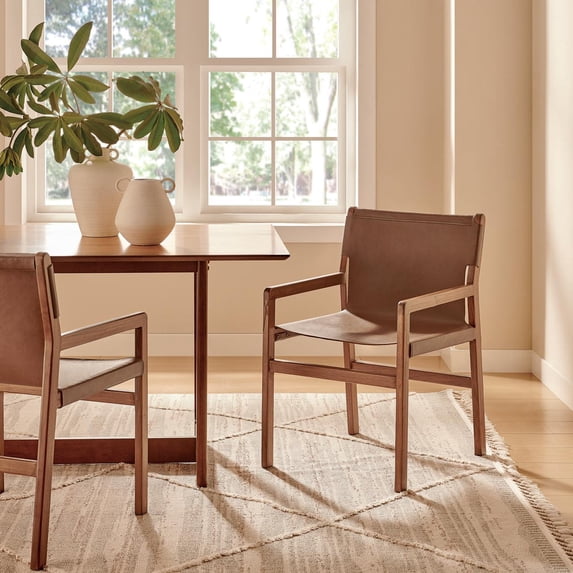 Sonora Leather Dining Chair in Nutmeg Brown