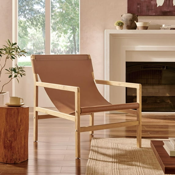 Modway Orín Leather Sling Chair in Chestnut Tan by Modway
