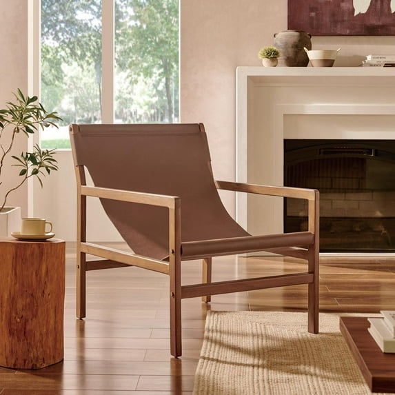 Sonora Leather Sling Chair in Nutmeg Brown