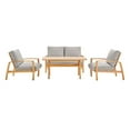 thumbnail image 1 of Modway Orlean 4 Piece Eucalyptus Wood Patio Sofa Set in Natural and Light Gray, 1 of 7