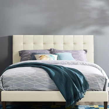 Modway Paisley Tufted Full / Queen Upholstered Performance Velvet Headboard in Ivory