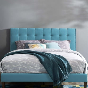 Modway Paisley Tufted Full / Queen Upholstered Performance Velvet Headboard in Sea Blue