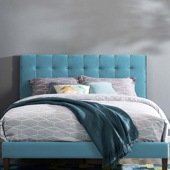 Modway Paisley Tufted Full / Queen Upholstered Performance Velvet Headboard in Sea Blue