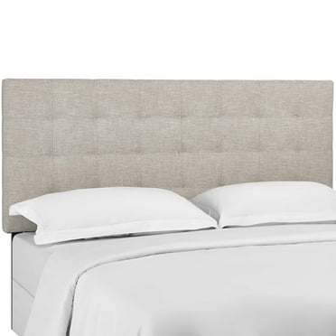 Modway Paisley Tufted King and California King Upholstered Linen Fabric Headboard in Beige