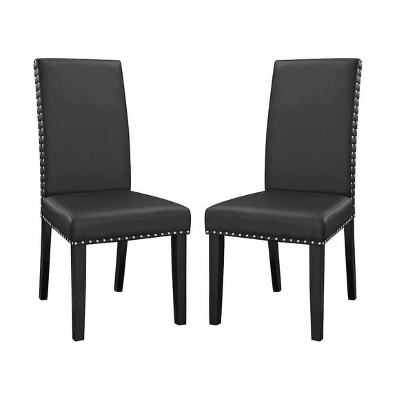 Modway Parcel Dining Side Chair Vinyl Set of 2 in Black