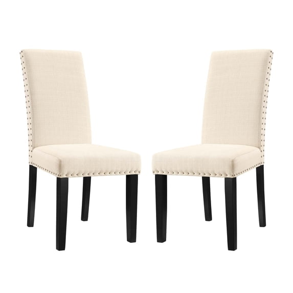 Modway Parcel 19.5" Polyester Fabric Dining Side Chair in Beige (Set of 2)