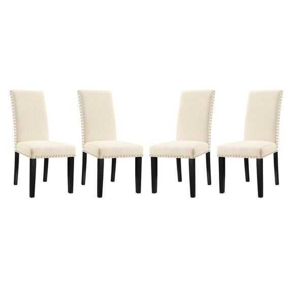 Modway Parcel 19.5" Polyester Fabric Dining Side Chair in Beige (Set of 4)