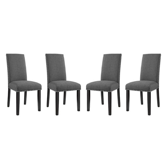 Modway Parcel 19.5" Polyester Fabric Dining Side Chair in Gray (Set of 4)