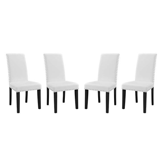 Modway Parcel Dining Side Chair Vinyl Set of 4 in White