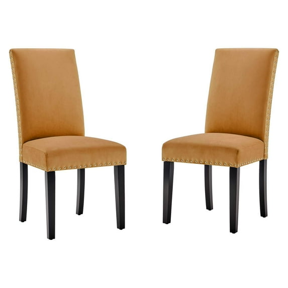 Modway Parcel Performance Velvet Dining Side Chairs - Set of 2, Brown