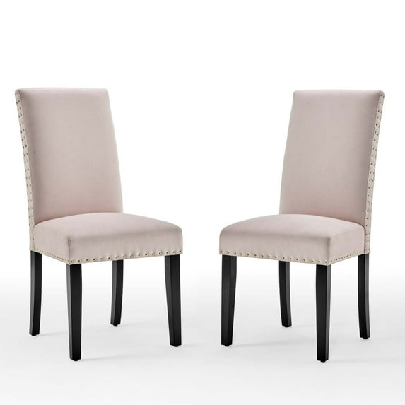 Modway Parcel Performance Velvet Dining Side Chairs - Set of 2 in Pink