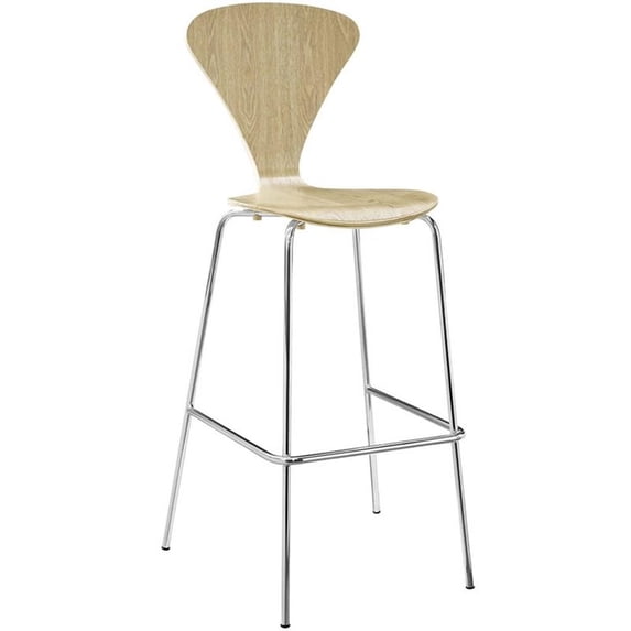 Modway Passage 31" Modern Style Wood Dining Bar Stool in Natural Finish