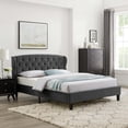 thumbnail image 1 of Modway Penelope Tufted Wingback Queen Performance Velvet Platform Bed, Black, 1 of 4