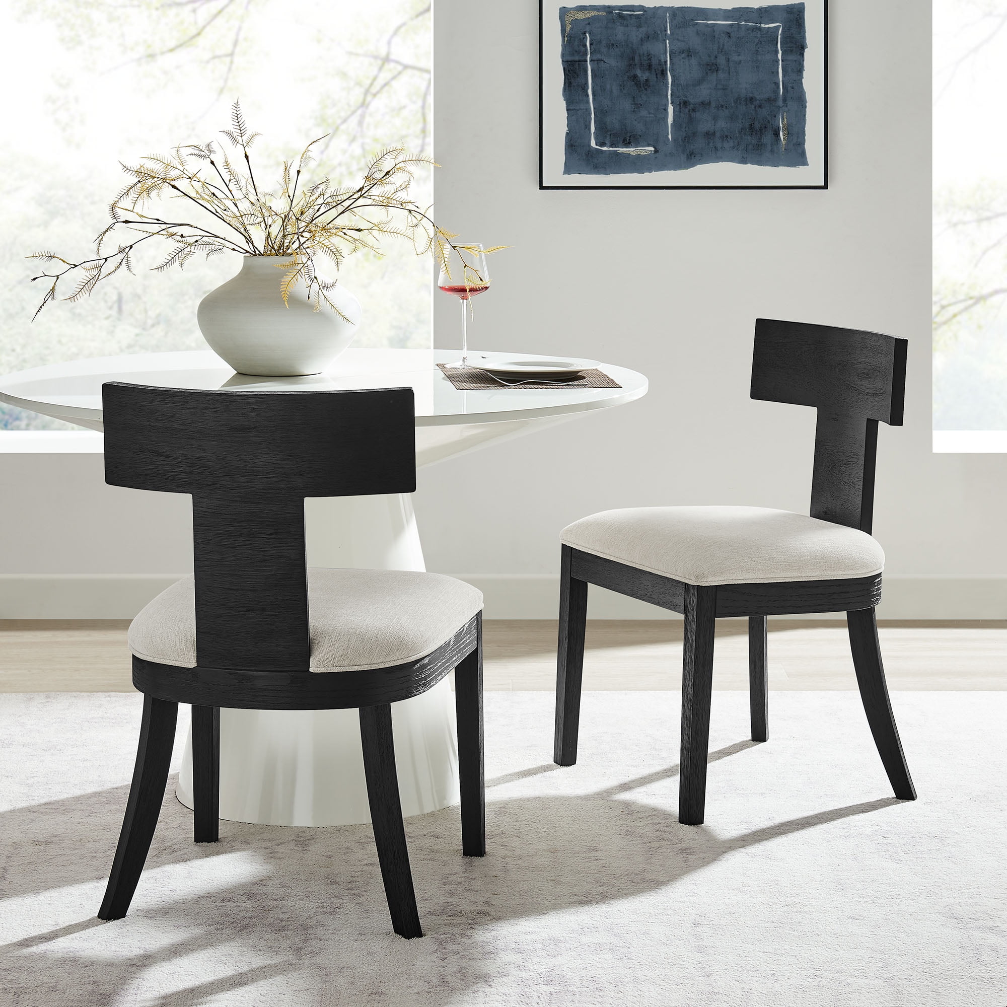 Peregrine Dining Chairs Set of 2 in Black Heathered Weave Ivory