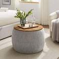 thumbnail image 1 of Perla Upholstered Fabric Storage Ottoman in Heathered Weave Wheat, 1 of 9