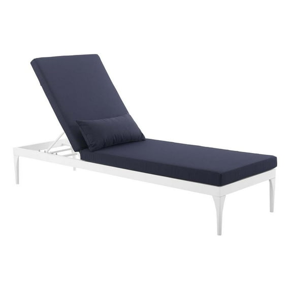 Modway Perspective Cushion Outdoor Patio Chaise Lounge Chair in White Navy