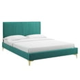 thumbnail image 1 of Modway Peyton Performance Velvet Queen Platform Bed in Teal, 1 of 10