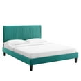 thumbnail image 1 of Modway Peyton Performance Velvet Queen Platform Bed in Teal, 1 of 10