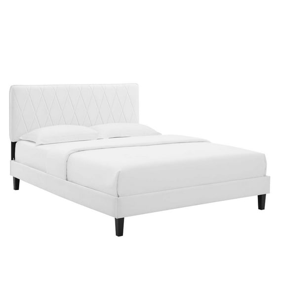 Modway Phillipa Performance Velvet Full Platform Bed in White