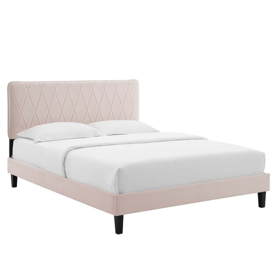 Modway Phillipa Performance Velvet King Platform Bed in Pink