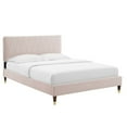 thumbnail image 1 of Modway Phillipa Performance Velvet King Platform Bed in Pink, 1 of 9