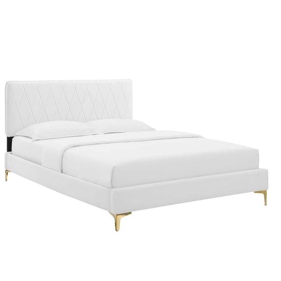 Modway Phillipa Performance Velvet King Platform Bed in White