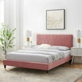 thumbnail image 1 of Modway Phillipa Performance Velvet Queen Platform Bed in Dusty Rose, 1 of 10