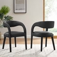 thumbnail image 1 of Modway Pinnacle Vegan Leather Dining Chair Set of Two in Black, 1 of 10