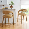thumbnail image 1 of Modway Pinnacle Vegan Leather Counter Stool Set of Two in Tan Silver, 1 of 10